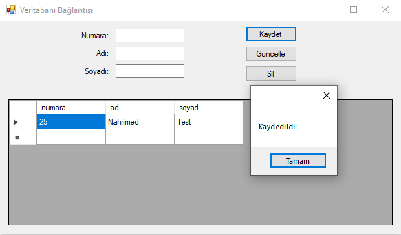 C# Form | Veritabanı Bağlantısı Örneği