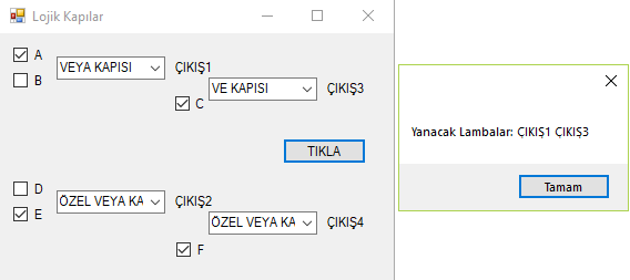 C# Form | Lojik Kapılar Örneği