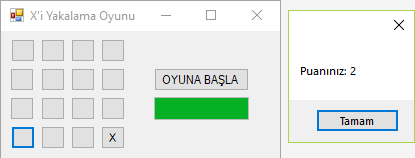 C# Form | X’i Yakalama Oyunu