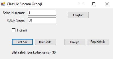 C# Form | Class İle Sinema Örneği